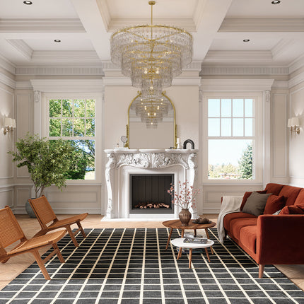 Caper Black Natural Checkered Rug