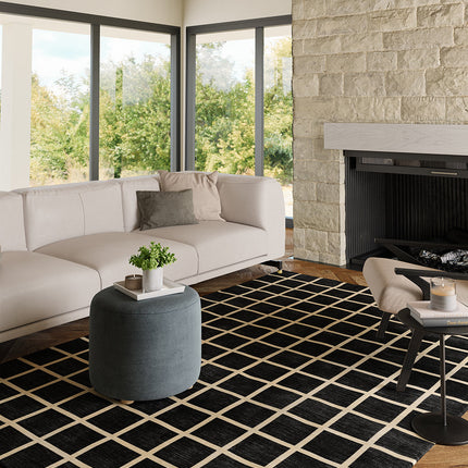 Caper Black Natural Checkered Rug