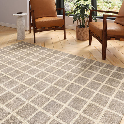 Caper Natural Beige Checkered Rug