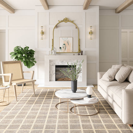 Caper Natural Beige Checkered Rug