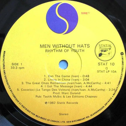 Men Without Hats ‎– Rhythm Of Youth - 1982 Original!