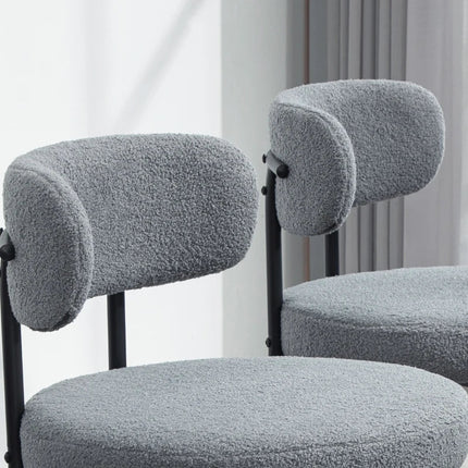 Cruz Modern Dining Chairs with Berber-Fleece Back-Set of 4-Grey