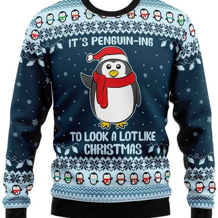 Cute Penguin Sweater with Pom Pom