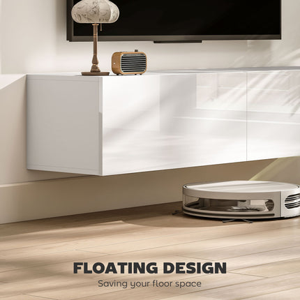 Hunter Floating TV Stand with Storage Cupboards for TVs up to 65 Inches-White