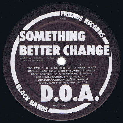 DOA – Something Better Change - 1980 1st Pressing, RARE