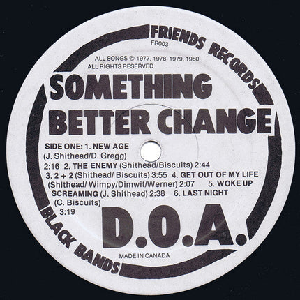 DOA – Something Better Change - 1980 1st Pressing, RARE