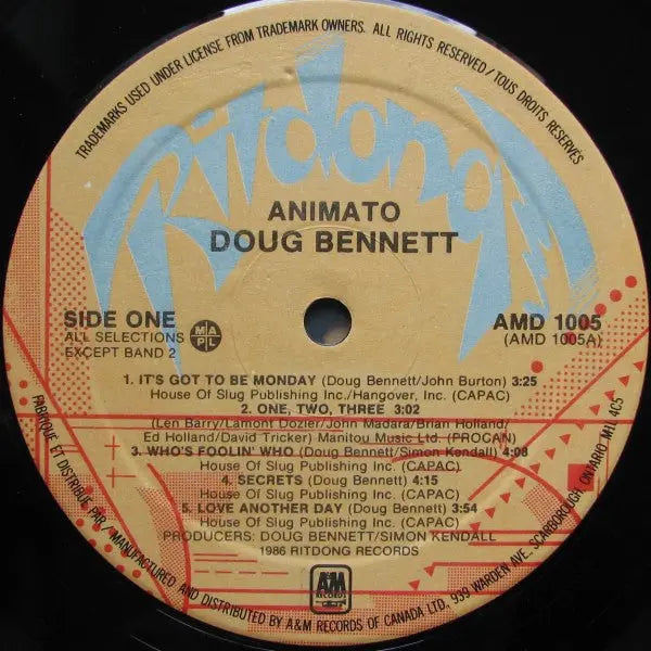Doug Bennett ‎– Animato - 1986 Original - Bargain Bin!