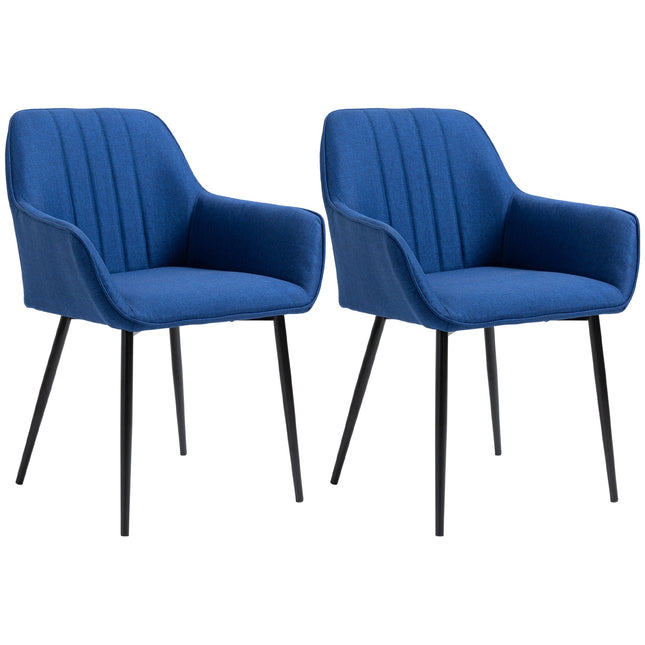 Robbie Modern Dining Chairs Set of 2 with Armrest-Dark Blue