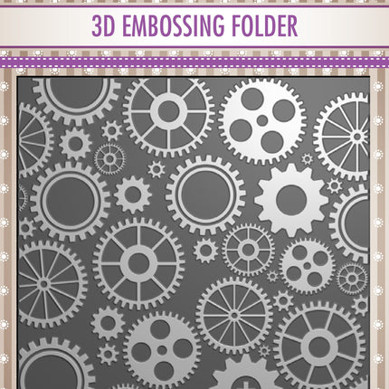 Nellie's Choice 3D Embossing Folder - Cogwheels
