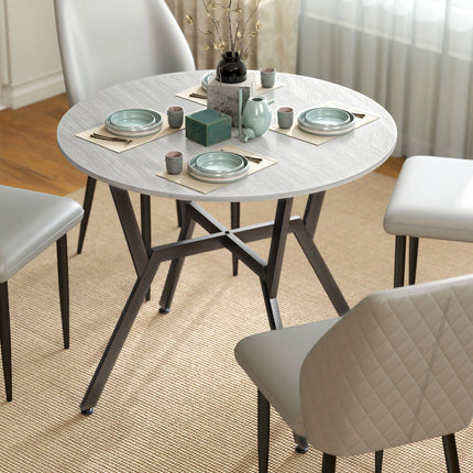 Ainsley 35" Round Dining Table with Steel Frame-Grey