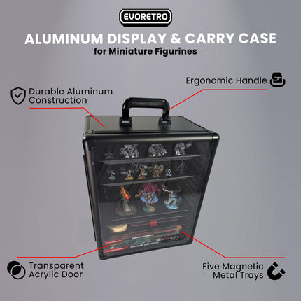 Aluminum Miniatures Display Case with 5 Magnetic Trays