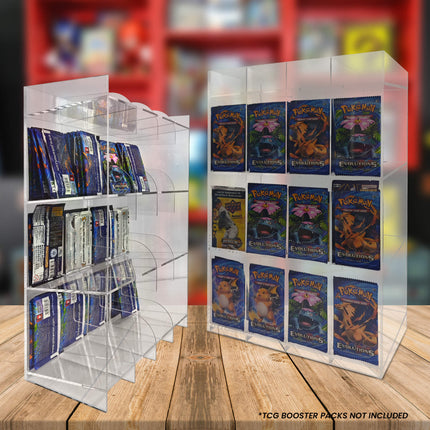 Acrylic Display Stand for Booster  DispenserPacks – Retail Counter Unit with Top Shelf