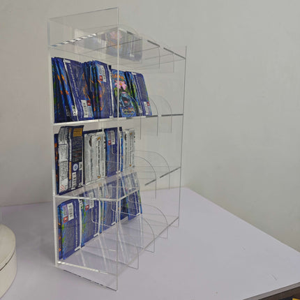 Acrylic Display Stand for Booster  DispenserPacks – Retail Counter Unit with Top Shelf