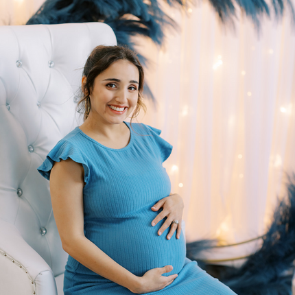 Baby Blue Ruffle Sleeve Ribbed Maternity Dress