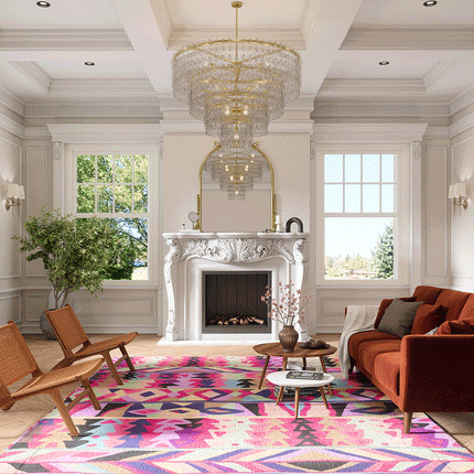 Fafela Pink Purple Multicolor Rug