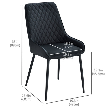 Blake Modern Dining Chairs with Diamond Tufting and Steel Legs Set of 2-Black