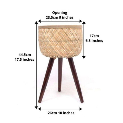 Flar Bamboo Planter On Wooden Stand