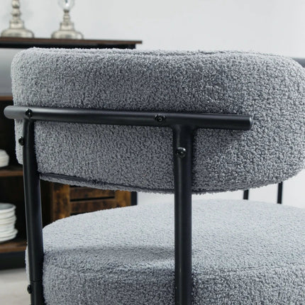 Cruz Modern Dining Chairs with Berber-Fleece Back-Set of 4-Grey