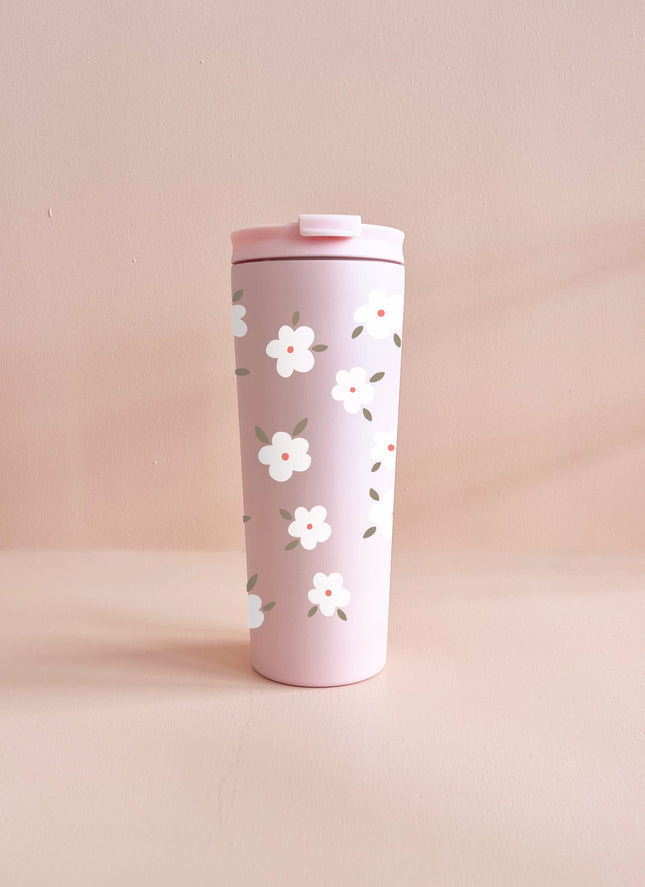 Gobelet isotherme 24oz - rose Fleurs d'hiver