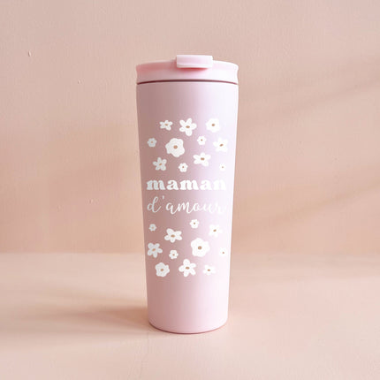 Gobelet isotherme 24oz - rose Maman d'amour