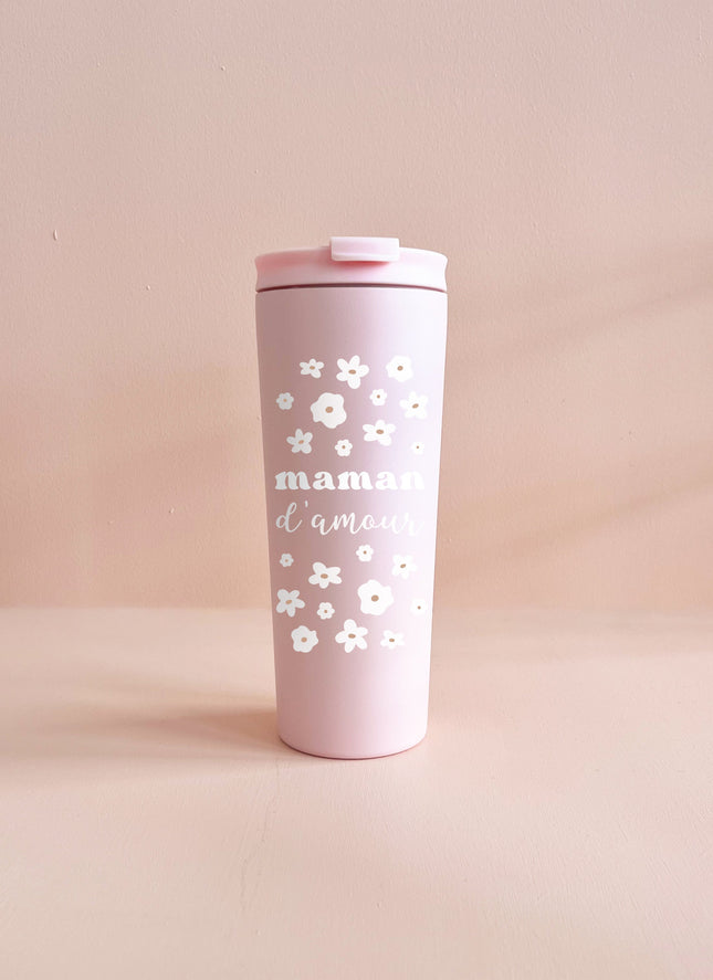 Gobelet isotherme 24oz - rose Maman d'amour