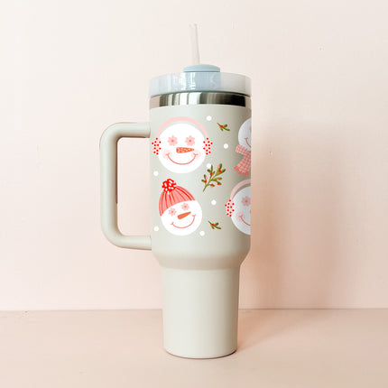 Gobelet isotherme 40oz - blanc crème Bonhommes de neige