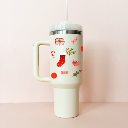 Gobelet isotherme 40oz - blanc crème Matin de Noël