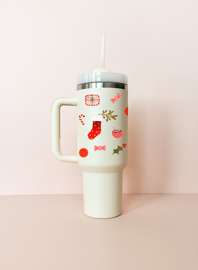 Gobelet isotherme 40oz - blanc crème Matin de Noël