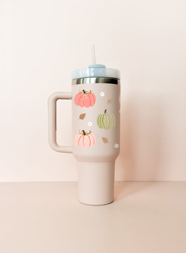 Gobelet isotherme 40oz - rose pâle Citrouilles
