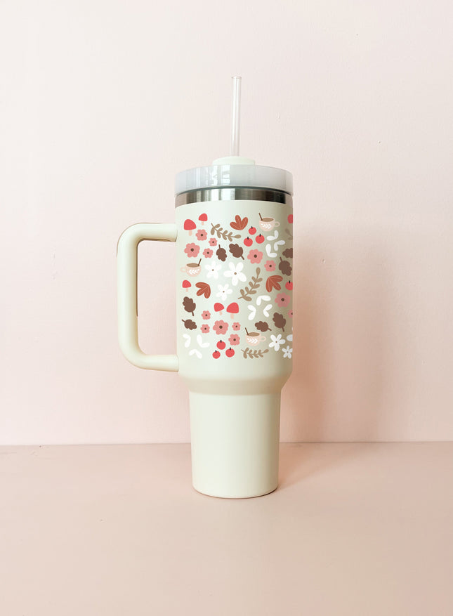 Gobelet isotherme 40oz - crème mosaïque d'automne
