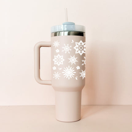 Gobelet isotherme 40oz - rose pâle Flocons