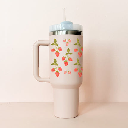 Gobelet isotherme 40oz - rose pâle Fraises du Québec