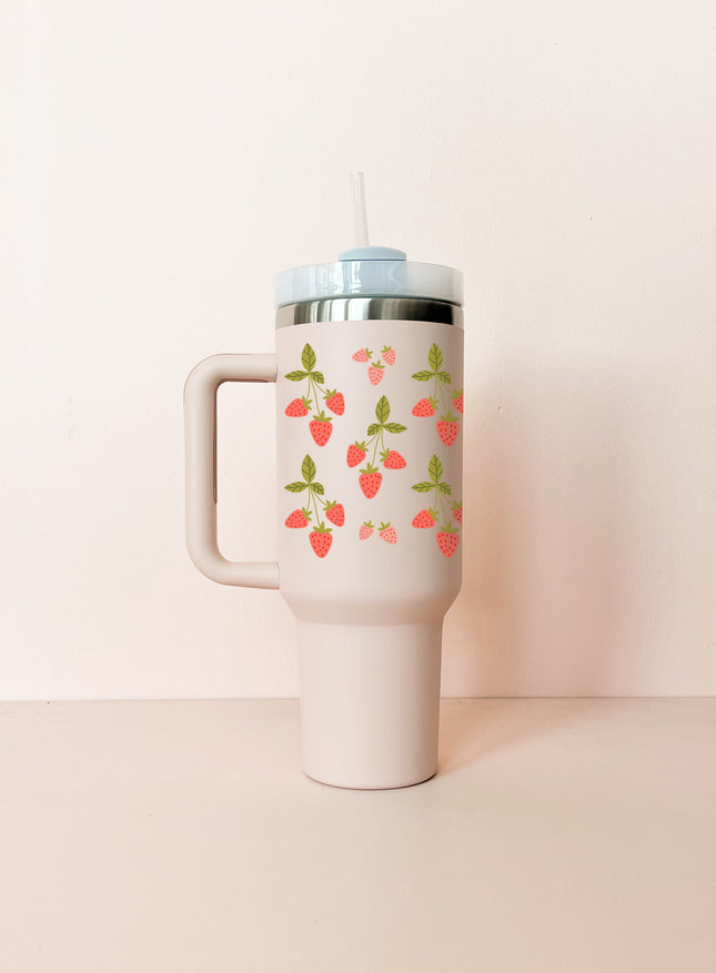 Gobelet isotherme 40oz - rose pâle Fraises du Québec