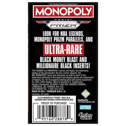 Monopoly Prizm: 2024-25 & Legends NBA Trading Cards Booster Box Booster Pack