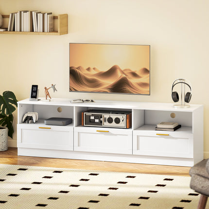 Dallas Modern TV Stand with Storage Drawers for TVs up to 85"-White