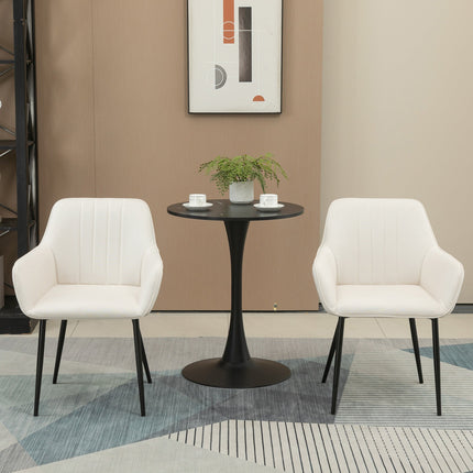 Robbie Modern Dining Chairs Set of 2 with Armrest-Beige