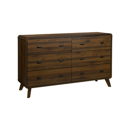 Commode 6 tiroirs en finition noyer - Monarch (I5231)