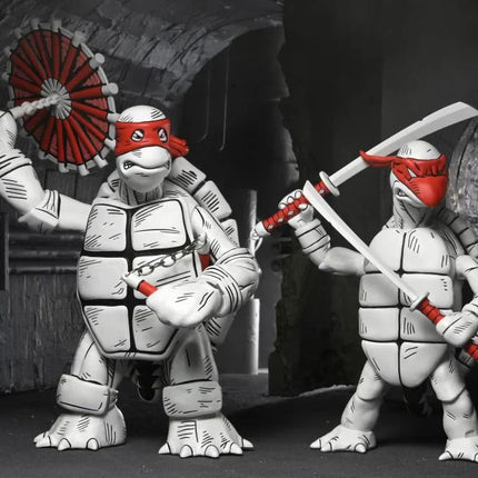 NECA Teenage Mutant Ninja Turtles Black and White First Turtles 7" Action Figures - 2pk