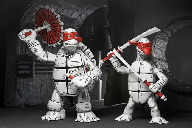 NECA Teenage Mutant Ninja Turtles Black and White First Turtles 7" Action Figures - 2pk