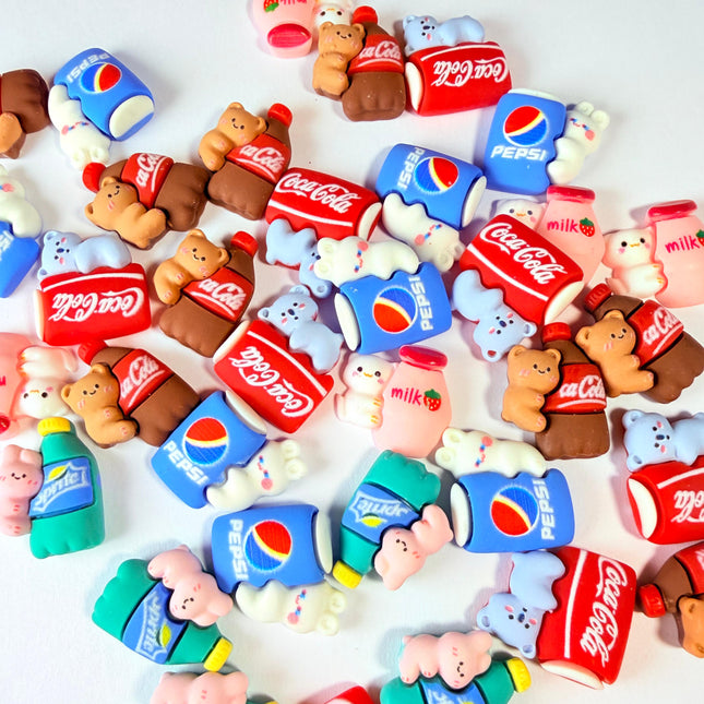 Flat Cute Animal & Soda Charms for DIY Crafts