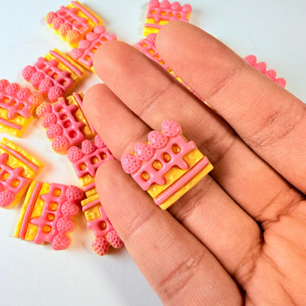 Flat Sliced Strawberry Cake Charms for DIY Crafts