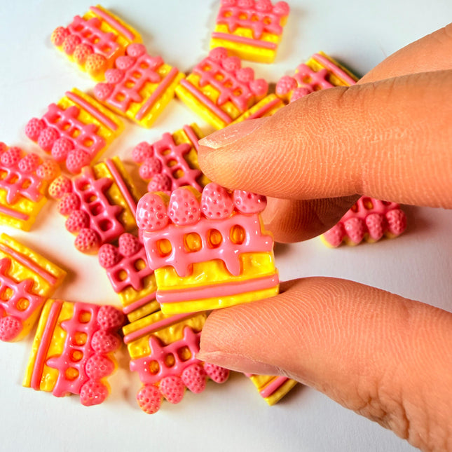 Flat Sliced Strawberry Cake Charms for DIY Crafts
