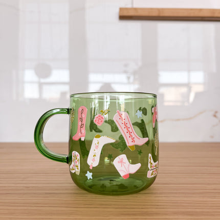 Tasse en verre vert - cowgirl