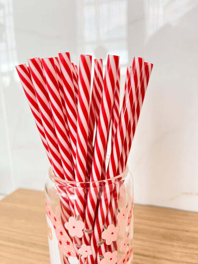 Paille réutilisable en plastique - canne de bonbon