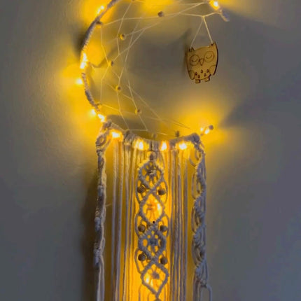 Macrame wall hangings with led lights
