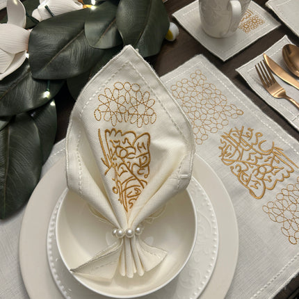 Month of Blessings - Golden Silk Embroidery Placemat Set (30 Pieces)