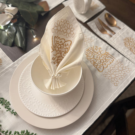 Month of Blessings - Golden Silk Embroidery Placemat Set (30 Pieces)