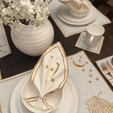 Golden Moon - Silk Embroidery Placemat Set (30 Pieces)