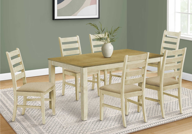 Table à manger en bois plaqué antique blanc et brun - Monarch (I1335)