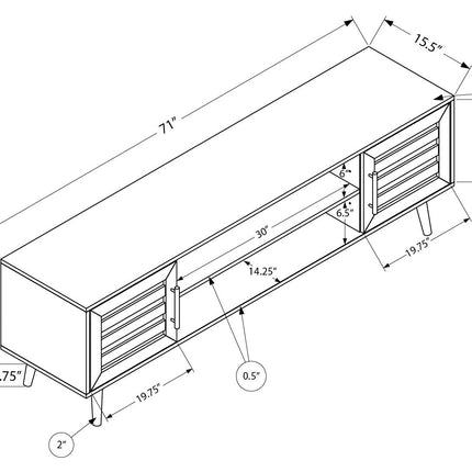 Meuble de téléviseur -  Brun simili-bois avec 2 portes (I2717)